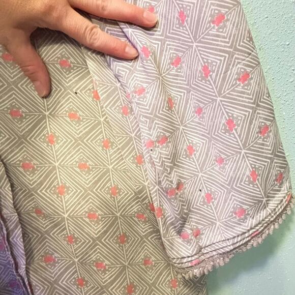 Women's Sigrid Olsen Grey Pink Geometric Tunic Top M - Picture 5 of 9